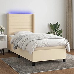 Sommier à lattes,Cadre à lattes de lit pour Adulte matelas et LED Crème 90x200 cm Tissu -MN29573