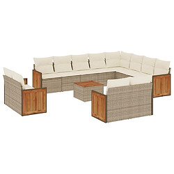 Maison Chic Salon de jardin avec coussins 13 pcs | Ensemble de Table et chaises | Mobilier d'Extérieur beige résine tressée -GKD21297