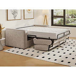 Vente-Unique Canapé 3 places convertible express en velours côtelé beige - Couchage à lattes larges 140 cm - Matelas 22 cm LORETO