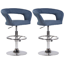 Decoshop26 Lot de 2 tabourets de bar assise moderne en tissu bleu pieds et repose-pieds en métal chromé 10_0004223 