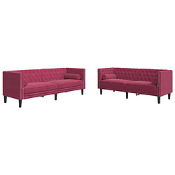 vidaXL Ensemble de canapé Chesterfield et traversins 2 pcs velours