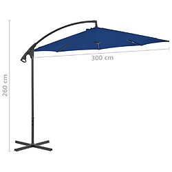 vidaXL Parasol de jardin en porte-à-faux avec mât en acier bleu azuré pas cher