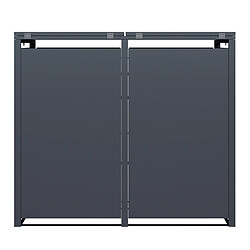 AXI Lucas Cache Poubelle Métallique Anthracite/Aspect Bois - Abri poubelle pour 2 conteneurs - Max. 240L - Abri Poubelle Extérieur avec Excellente Ventilation pas cher