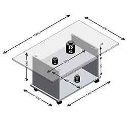 Acheter FMD Table basse avec roulettes gris béton et blanc