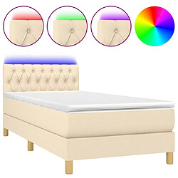 vidaXL Sommier à lattes de lit avec matelas LED Crème 100x200 cm Tissu