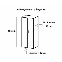 Inside 75 Armoire de rangement étagères LUND blanc mat 70 x 40 cm profondeur