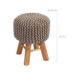 Rendez Vous Deco Petit tabouret tricot Lisa taupe