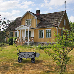 AREBOS Chariot de jardin pliable, Chariot de transport à main, Avec barre de poussée, Pliable, Gris