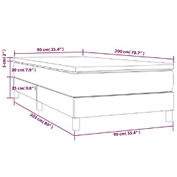 Acheter vidaXL Sommier à lattes de lit et matelas Gris clair 90x200 cm Velours