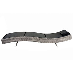 Avis Mendler Chaise longue Savannah en polyrotin, transat de jardin ~ gris, textilene noir