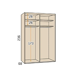 Avis Inside 75 Armoire 2 portes coulissantes encastrées 220,3 x 236 couleur Habana frange inférieure Luxor profil Inox