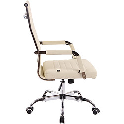 Decoshop26 Fauteuil de bureau sur roulettes confortable hauteur réglable en synthétique crème cadre métal chromé BUR10571