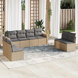 vidaXL Salon de jardin avec coussins 8 pcs beige résine tressée 