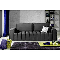 VENESETTI Canapé 3 places convertible et espace de rangement - Gris anthracite - en tissu velours de qualité luxe, LAZIO