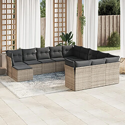 vidaXL Salon de jardin avec coussins 12 pcs gris résine tressée 