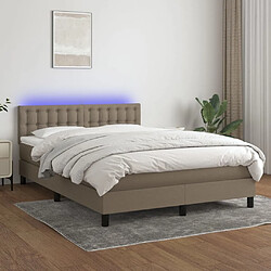 Sommier à lattes LED,Cadre à lattes de lit avec matelas pour Adulte Taupe 140x200 cm Tissu -MN10552