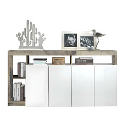 Acheter Vente-Unique Buffet SEFRO - 4 portes et 4 niches - Blanc laqué et chêne