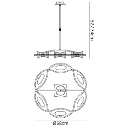 Luminaire Center Suspension Kromo télescopique 6 Ampoules G9 rond, laiton antique