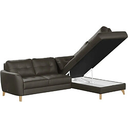 Acheter VENESETTI Canapé d'angle convertible en cuir italien de luxe 5 places NORIA avec coffre, chocolat, angle droit