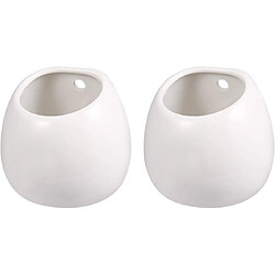 BESTA Lot de 2 pots de fleurs muraux en céramique sans trou Blanc 