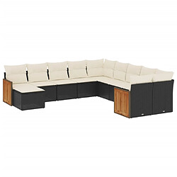 vidaXL Salon de jardin 11 pcs avec coussins noir résine tressée