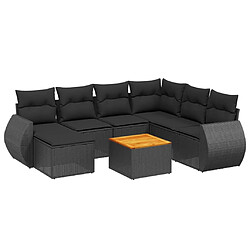 vidaXL Salon de jardin 8 pcs avec coussins noir résine tressée