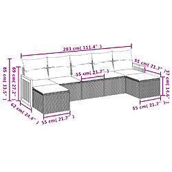 vidaXL Salon de jardin avec coussins 7 pcs gris résine tressée pas cher