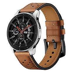 Wewoo Bracelet pour montre connectée appliquer la sangle de sport en cuir à œillets Samsung Galaxy Watch Active 22mm Marron 