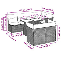 vidaXL Salon de jardin 8 pcs avec coussins noir résine tressée pas cher