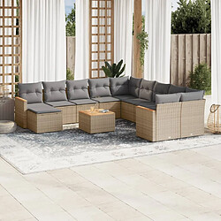 Maison Chic Salon de jardin avec coussins 12 pcs | Ensemble de Table et chaises | Mobilier d'Extérieur beige résine tressée -GKD32335