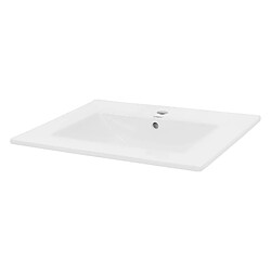 Ecd Germany Lavabo en céramique blanc avec garniture de vidage et trop-plein 610x465x175 mm