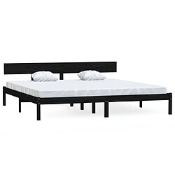 Maison Chic Lit Moderne Chambre - Cadre/structure de lit pour adulte Noir Bois de pin massif 180x200 cm UK Super King -MN20464