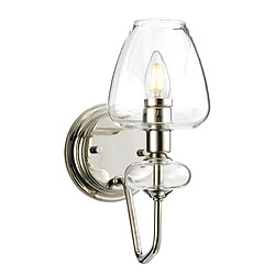 Elstead Lighting Applique murale à 1 ampoule Armand, nickel poli, abat-jour en verre