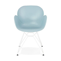 Mes Lot de 2 fauteuils design bleu piétement métal blanc - UMILA