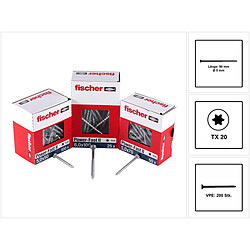 Fischer Vis pour panneaux de particules Power-Fast II FPF II 5.0x90 mm - 200 pièces (670385) tête fraisée + Filetage partiel Torx, galvanisée, passivée bleue