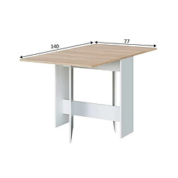 Pegane Table de cuisine pliante coloris chêne canadien / blanc artic -  Hauteur 78 x Profondeur 31 x Longueur 77 cm