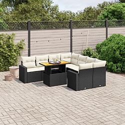 Maison Chic Ensemble Tables et chaises d'extérieur 9 pcs avec coussins,Salon de jardin noir résine tressée -GKD399169