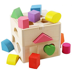 Universal Cubes en bois Jouets Cubes Puzzle Boîte à prise bébé Trains en bois Jouets d'apprentissage de la motricité Jouets facilitant la reconnaissance des formes et la mise au point