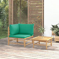 vidaXL Salon de jardin 2 pcs avec coussins vert bambou 