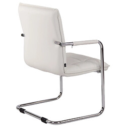 Acheter Decoshop26 Chaise visiteur fauteuil de bureau sans roulettes en cuir synthétique blanc cadre métal BUR10471