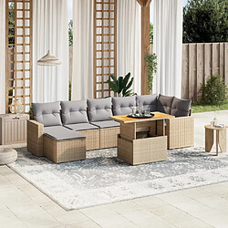 vidaXL Salon de jardin avec coussins 8 pcs beige résine tressée 