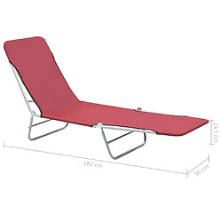 vidaXL Chaises longues pliables lot de 2 Acier et tissu Rouge pas cher