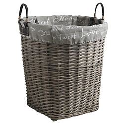 Pegane Panier à linge en osier gris avec doublure en coton, Ø 49 h 51-59 cm