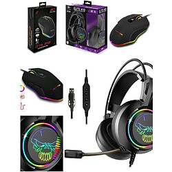 NC Casque Gamer Spirit Of Gamer PRO-GT210 avec Son Surround Virtuel 7.1 et Souris RGB 6 Boutons