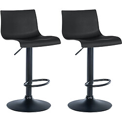 Decoshop26 Lot de 2 tabourets de bar design simple avec repose-pieds en plastique noir pieds en métal noir 10_0004047