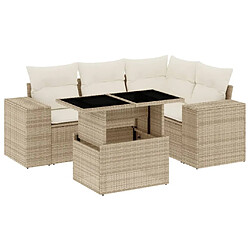 vidaXL Salon de jardin avec coussins 5 pcs beige résine tressée