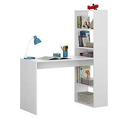 Pegane Table de Bureau avec étagère réversible coloris Blanc Artik - longueur 120 cm x Profondeur 53 cm x Hauteur 144 cm