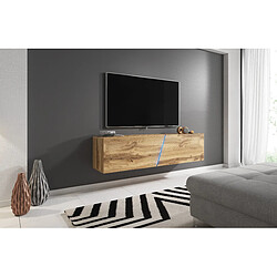 3XELIVING Meuble TV suspendu moderne et tendance Aczi chêne Wotan 160cm LED