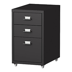 Helloshop26 Caisson de bureau meuble de rangement pour documents dossiers fournitures de bureau à roulettes acier 48 x 28 x 41 cm noir mat 03_0006333 