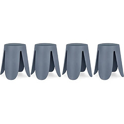 Mes Lot de 4 tabourets 37x37x47 cm en plastique bleu - IMOGE 